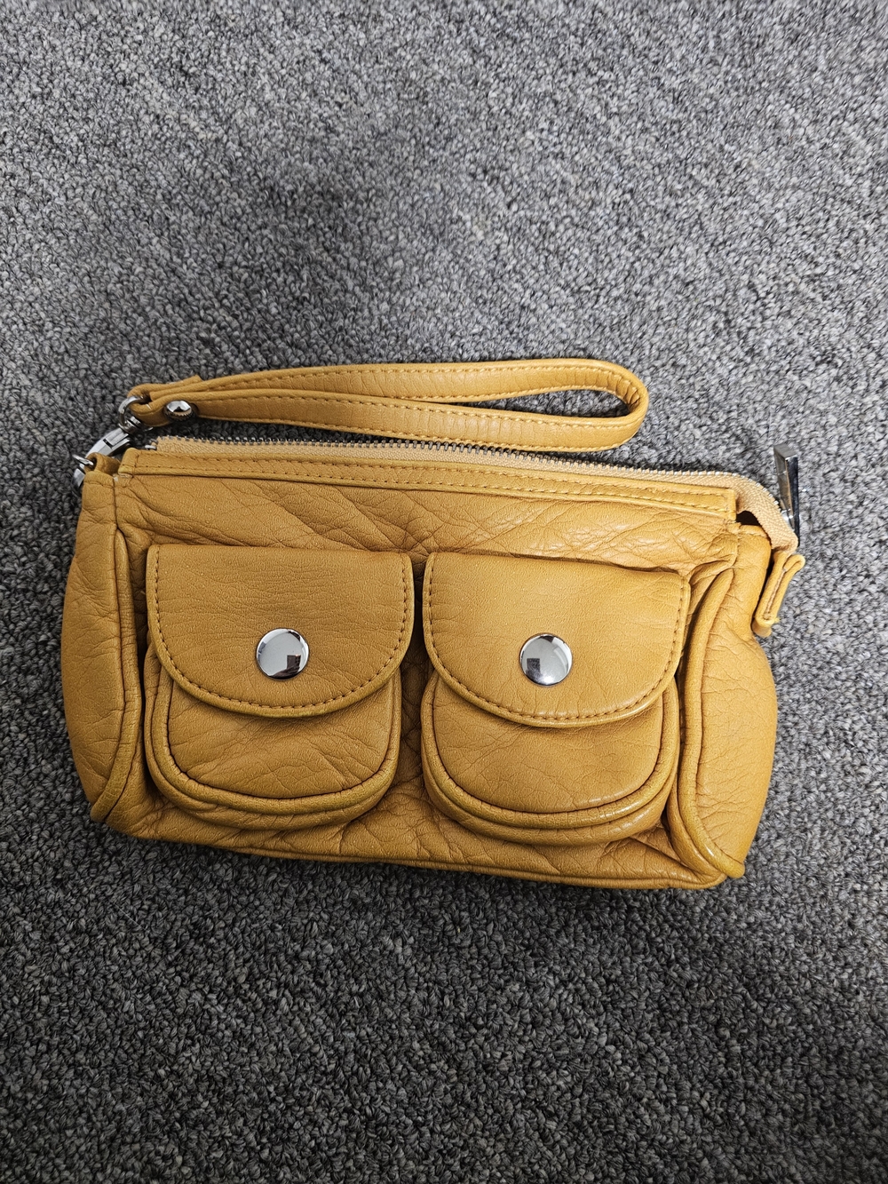 Yellow Wristlet with Front Pocket Details